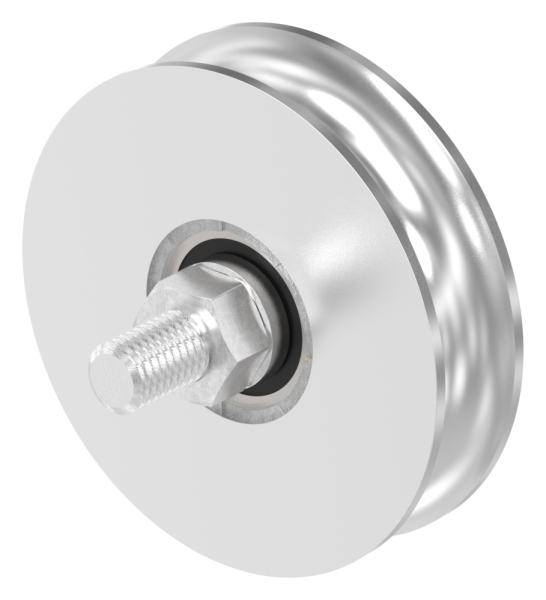 Schiebetorrolle Edelstahl V4A Ø 100 mm Rundrille Ø 20 mm 2 Kugellager-88-11341-100.V4A