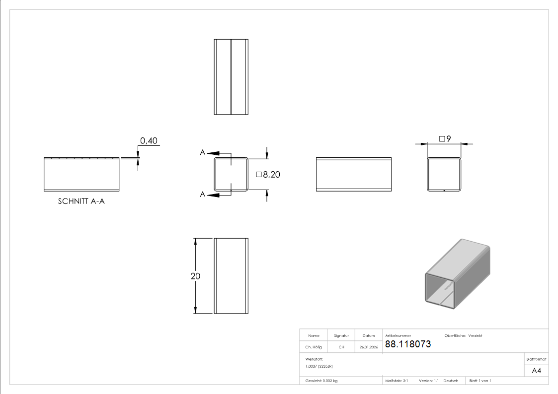 Ausgleichshuelse von 8 x 8 auf 9 x 9mm-88.118073
