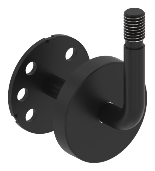 Handlaufhalter Aussengewinde inkl- Abdeckrosette -Ronde und Buegel verschweisst- V2A RAL 9005 matt-88-1150504-240-75.9005