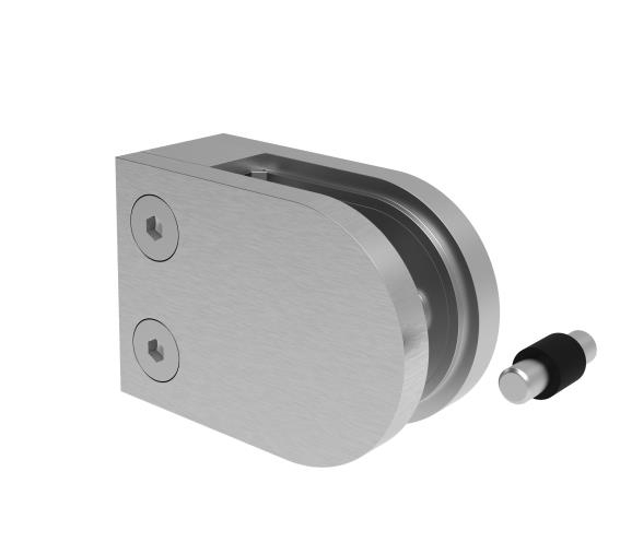 Glasklemme Edelstahl AISI 316 fuer Glas 6-12-76 mm- flache Pfosten- Modell 25- geschliffen-89-11A142500000-A.4