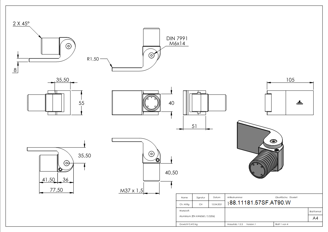 Charnière de portail 180° à fermeture automatique soudable sans butée