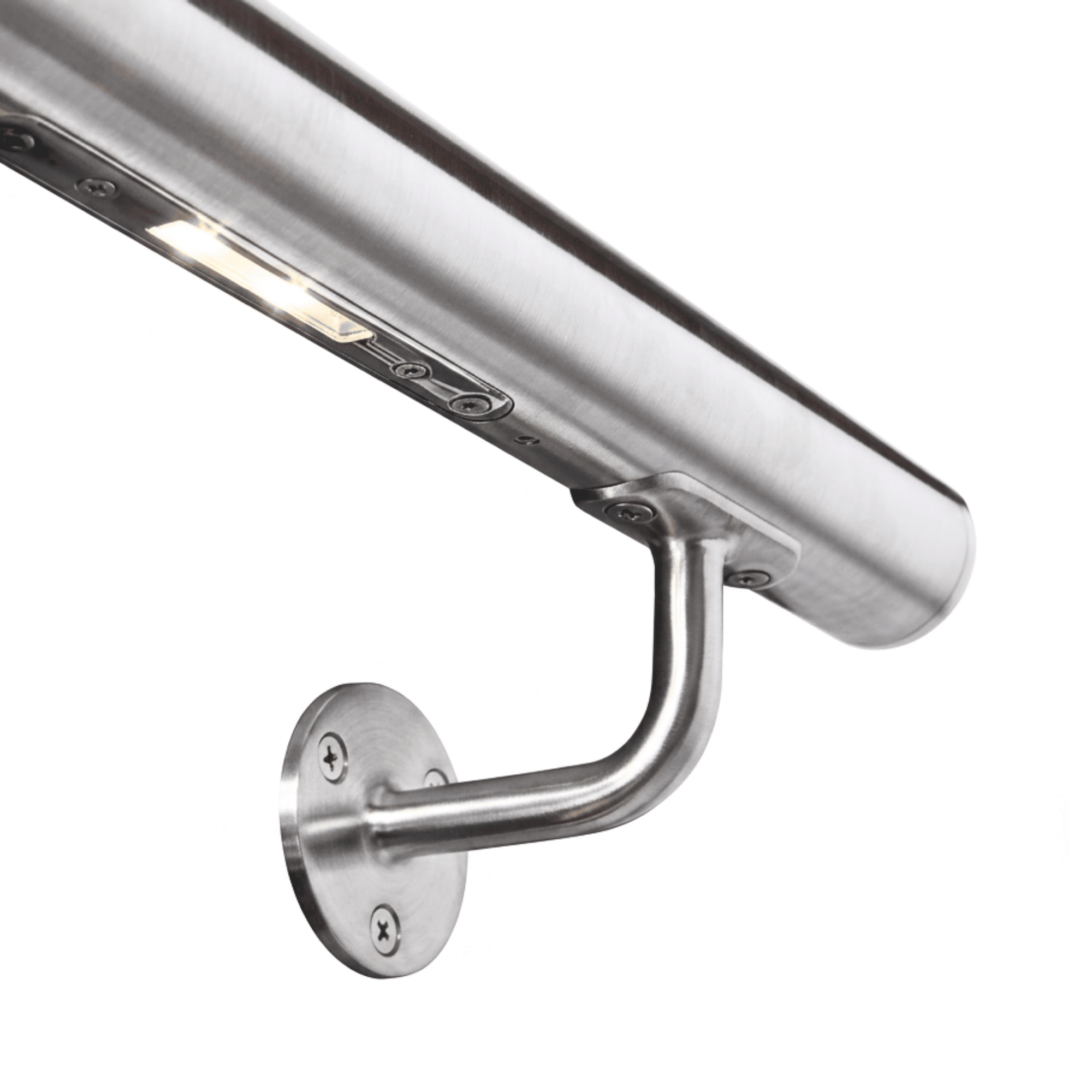 LED-Handlauf Komplettset Edelstahl V2A – Ø 42-4 x 2-0 mm- 6 Meter- warmweiss 3000 K- dimmbar-88-11LED-R42-SPOT.SET
