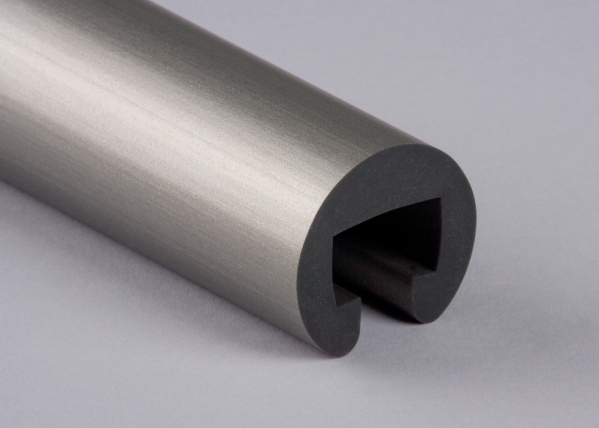 Main courante plastique Ø 40mm pour 25 x 15mm, gris aluminium