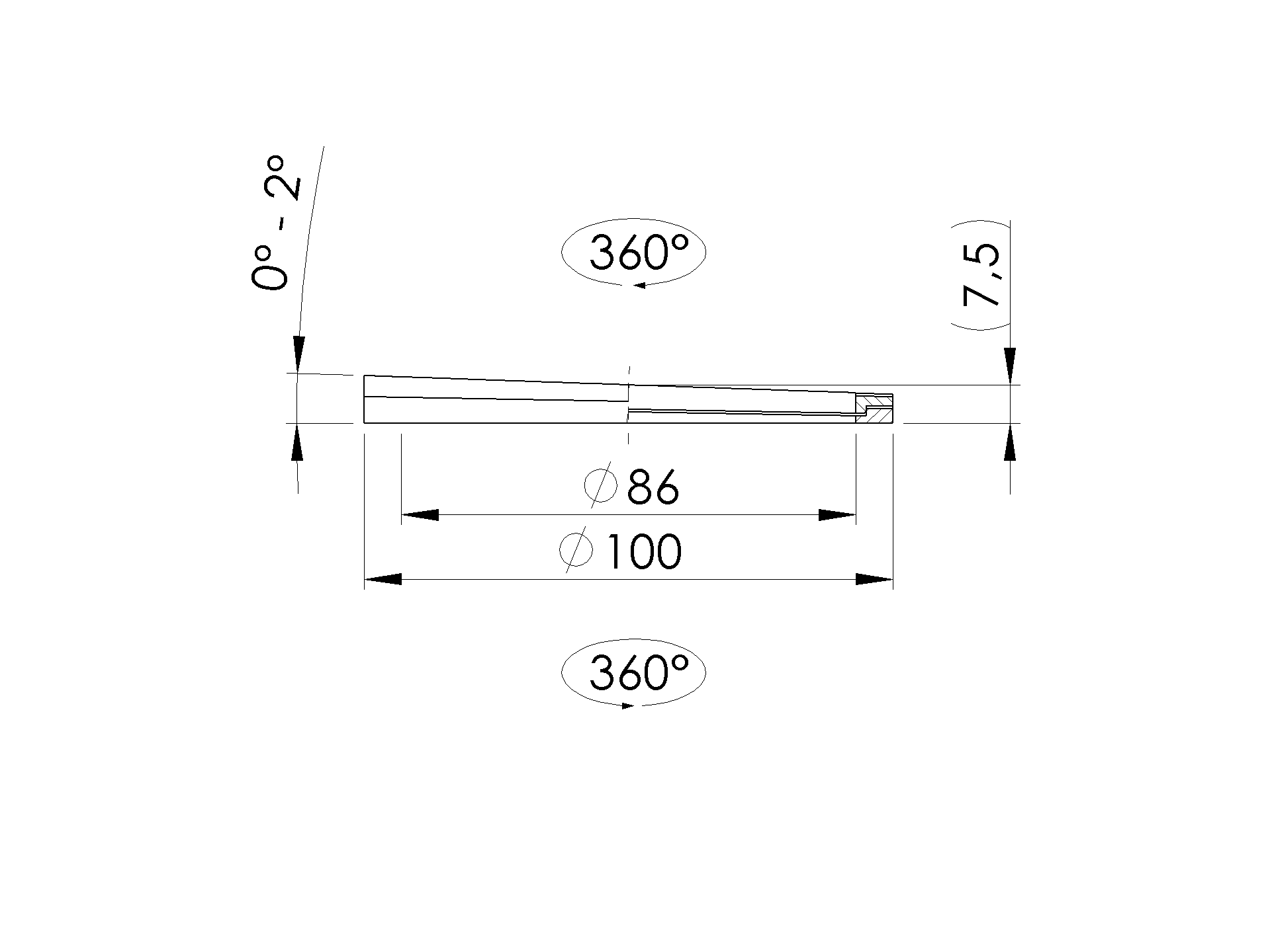 Winkelverstellbare Unterlage Edelstahl V2A roh fuer Pfosten und Spigots-89-11Q10ANGLE02100-A.4