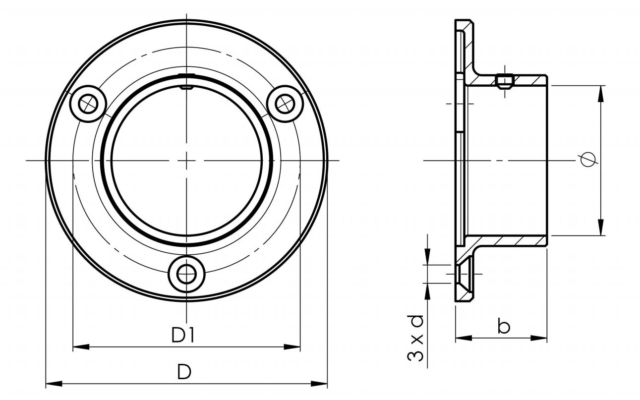Wandanker Ø 80 mm fuer Rundrohr- Ø 42-4 mm - V2A-11-3021-A.4