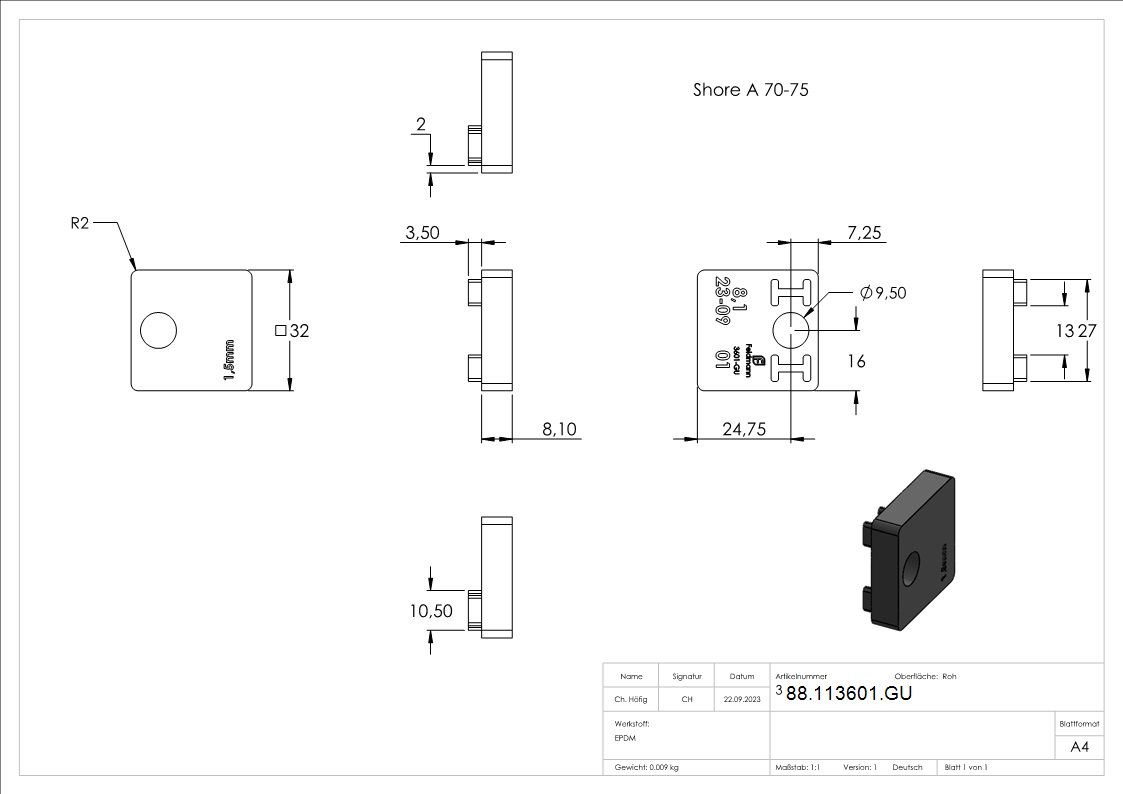 1 Paar Gummi fuer Mod- 36- fuer Blech 1-5mm-88-113601.GU
