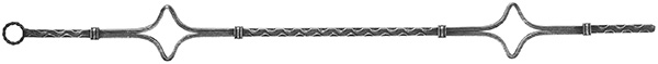 Barre décorative | longueur : 900 mm | matériau : 12x12mm | martelé | acier (brut) S235JR
