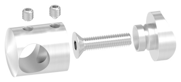 Support de barre transversale Ø 22 mm | connexion : 33,7 mm | avec trou : 14,2 mm | V2A
