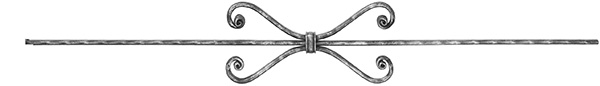 Barre décorative | longueur : 900 mm | matériau : 16x8 mm martelé | acier S235JR, brut