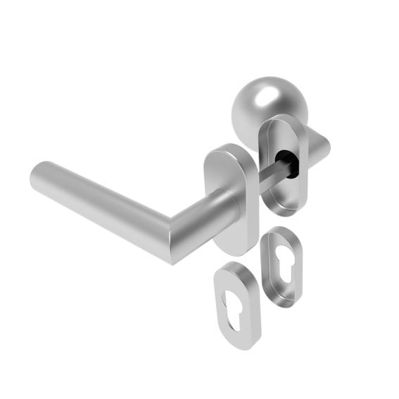 Tuerdrueckergarnitur V2A t- 1 mm fuer Profilzylinder- geschliffen K320-89-11D805GL-A.4