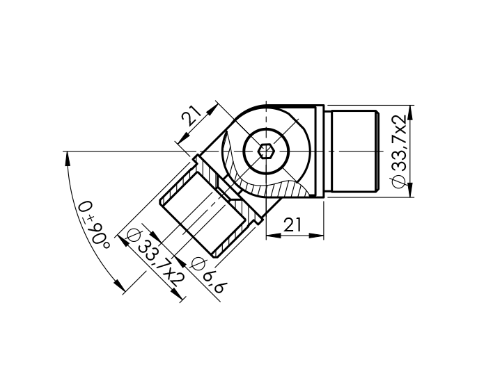 Verstellbare Achshalterung Edelstahl AISI 304 fuer Rundrohr Ø 42-4 mm Schliff-89-11A0858000-A.4