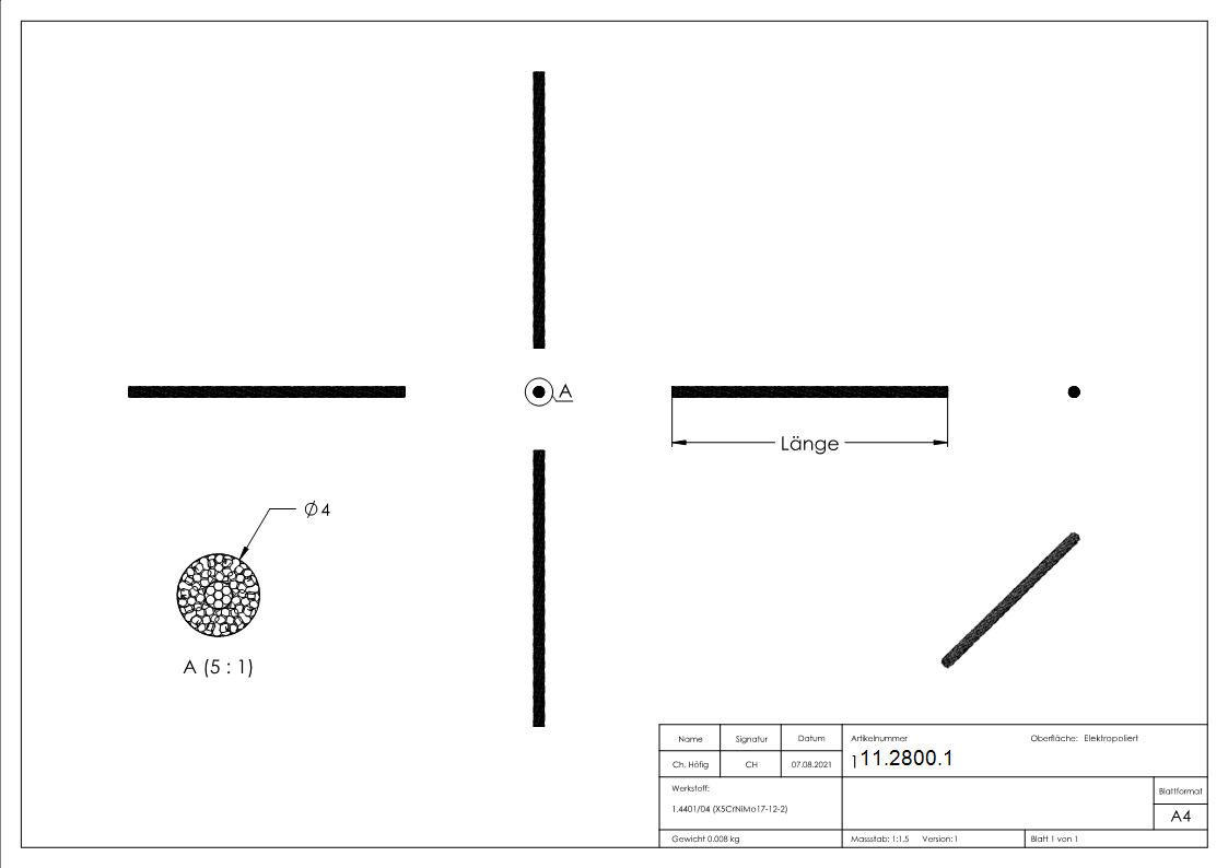 Edelstahlseil V4A Ø 4 mm 7x7 Konstruktion-11-2800.1