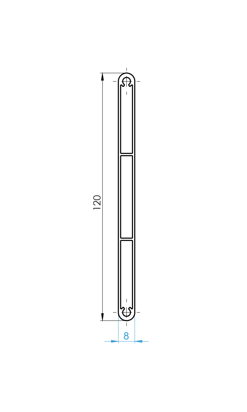 Zaunlamelle Aluminium 8x120x2000 mm Anthrazit RAL7016 pulverbeschichtet-89.FGL8X1202000R7016