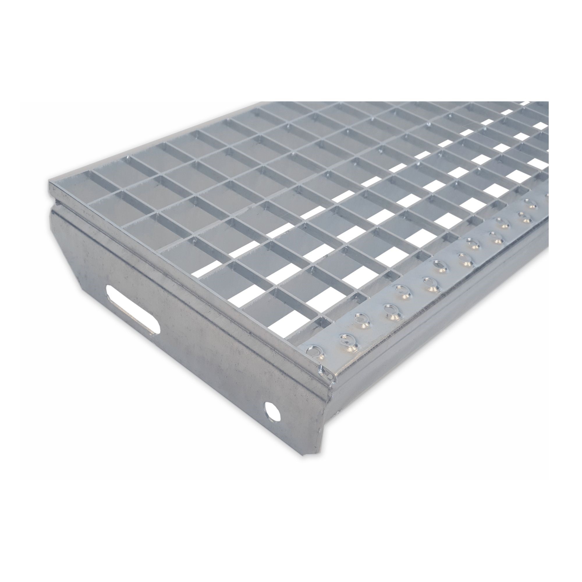 Gitterroststufe Treppenstufe Masse- 800x240 mm 30-30 mm S235JR -St37-2- im Vollbad feuerverzinkt-40-M-802430.7-STAHL
