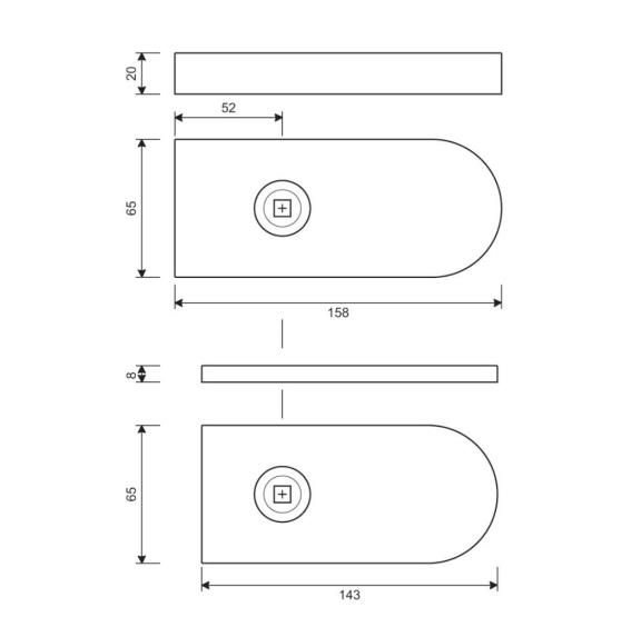 Edelstahl Glastuergriff mit Schloss fuer 8-10 mm Glas- geschliffen-89-11GS304D207HS-A.4