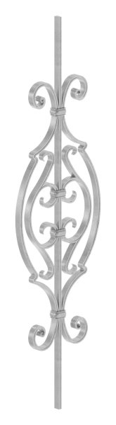 Barre décorative | longueur : 900 mm | matériau : 16x8 mm rainuré | acier S235JR, brut