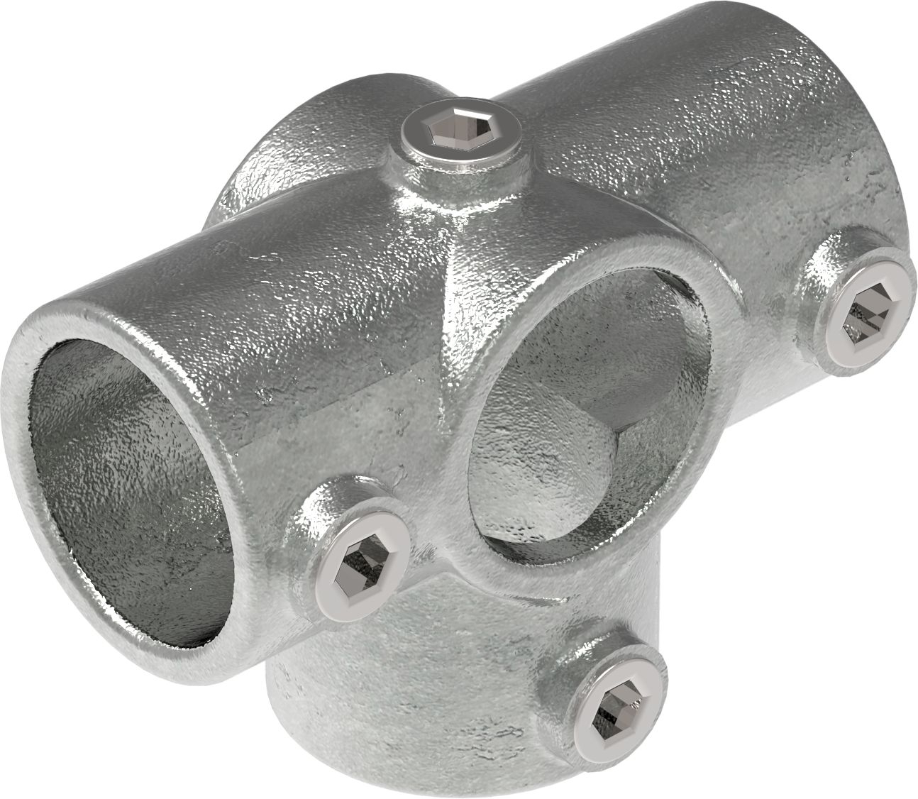 Raccord de tuyauterie | Pièce en T pour tube support | 176T21 | 21.3 mm | 1/2" | Fonte malléable et électro-galvanisée
