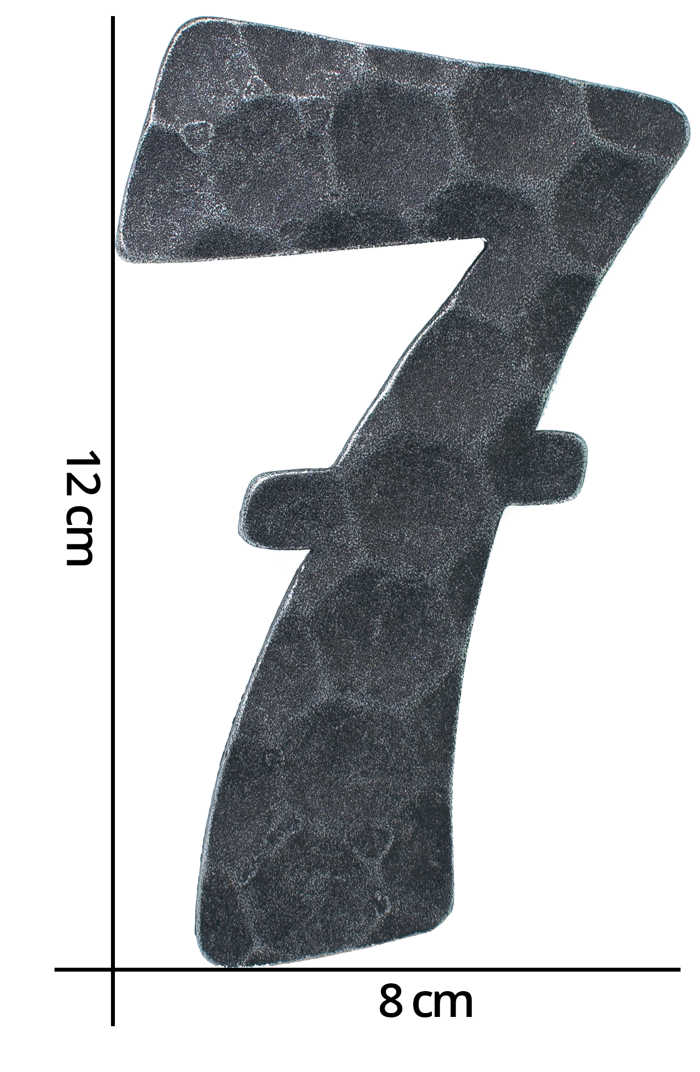 Numéro de maison 7 | dimension 12x8 cm | matériau 4 mm martelé | acier (brut) S235JR