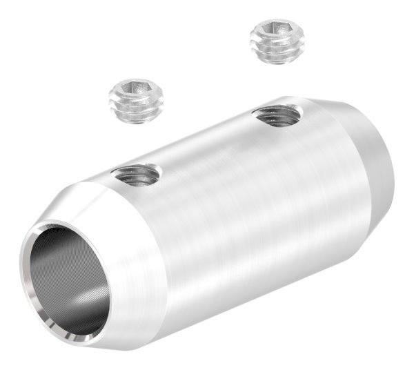 Stabverbinder V2A fuer Ø 10 mm Rundstab- Ø 16 x 36 mm- mit 2 Madenschrauben-11-1643-4.102