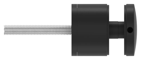 Glaspunkthalter 52mm- flach- verstellbar- V2A- pulverbeschichtet in RAL 9005 schwarz matt mit AbP-88-1160195-240-V.9005