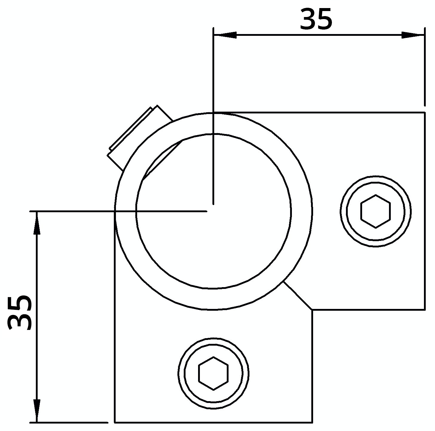 Raccord de tuyau | Pièce d'angle continue | 116T21 | 21.3 mm | 1/2" | Fonte malléable et électrozinguée