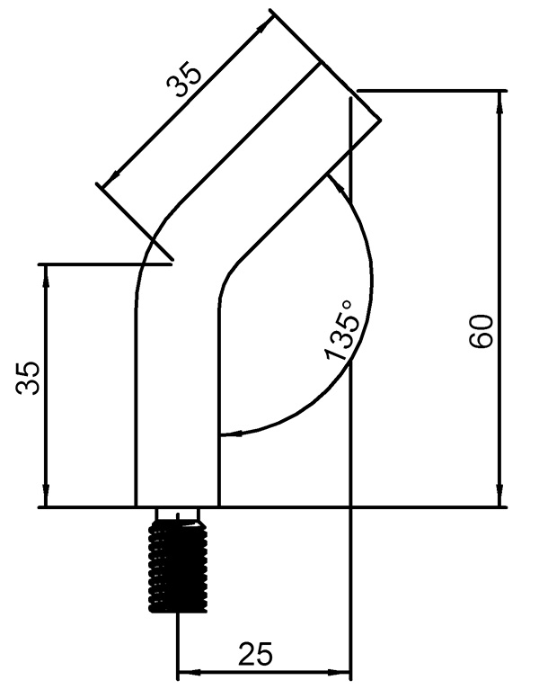 Goupille | coudée à 135° | dimensions : 60x12 mm | filetage : M8x15 mm | à souder sur | V2A
