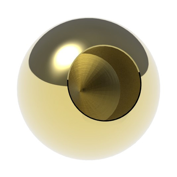 Boule en laiton Ø 25mm plaqué or avec trou borgne 12,8mm
