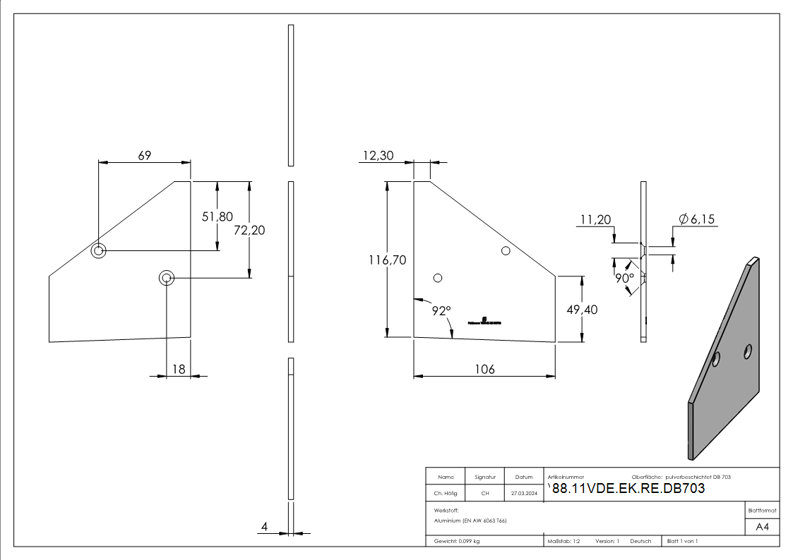 Endkappe rechts fuer eleganza canopy- DB703-88-11VDE-EK-RE.DB703