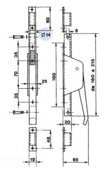 Stangenriegel Stahl verzinkt 160 mm mit Schloss-89-11D722160-A.4