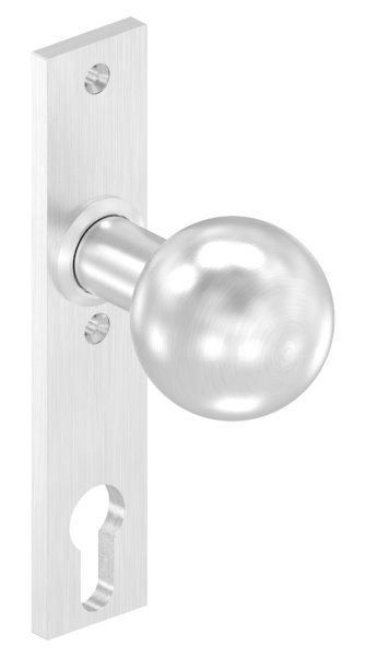 Tuerknopf Edelstahl V2A Ø 50 mm mit Langschild feststehend geschliffen Korn 240-88-1156646.240