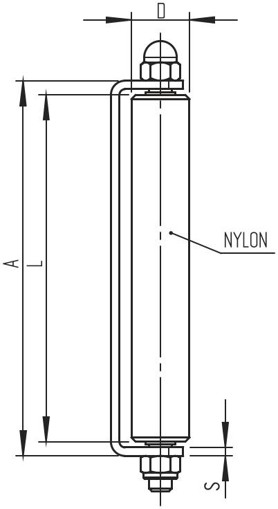 Fuehrungsrolle Stahl verzinkt mit Nylonrolle Ø 62 mm zum Anschrauben-89-11H21152W-A.4